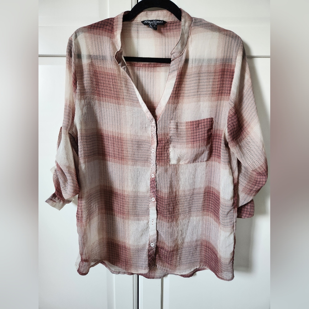 STREETWEAR SOCIETY white and red plaid blouse